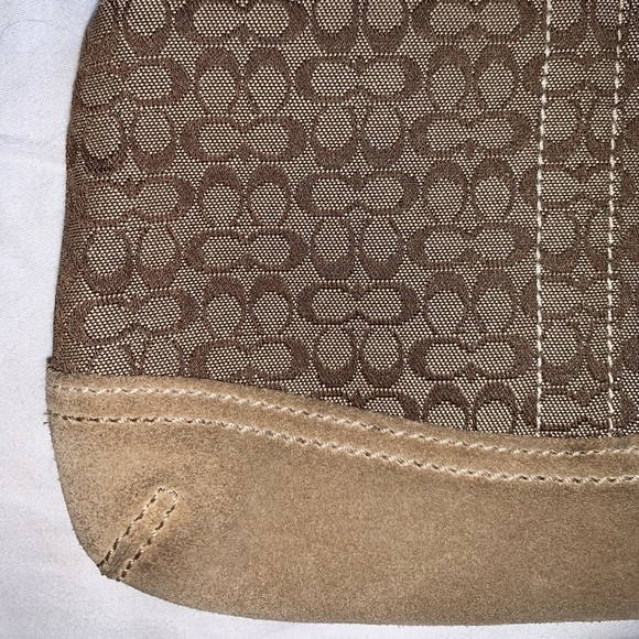 Coach Tan Canvas Monogram Wristlet W/ Suede Trim - Picture 6 of 16